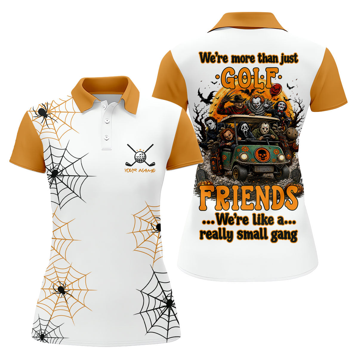Custom Halloween Golf Friends Hawaiian Golf Shirt, Women’s Golf Polo, Golf Shirts For Women
