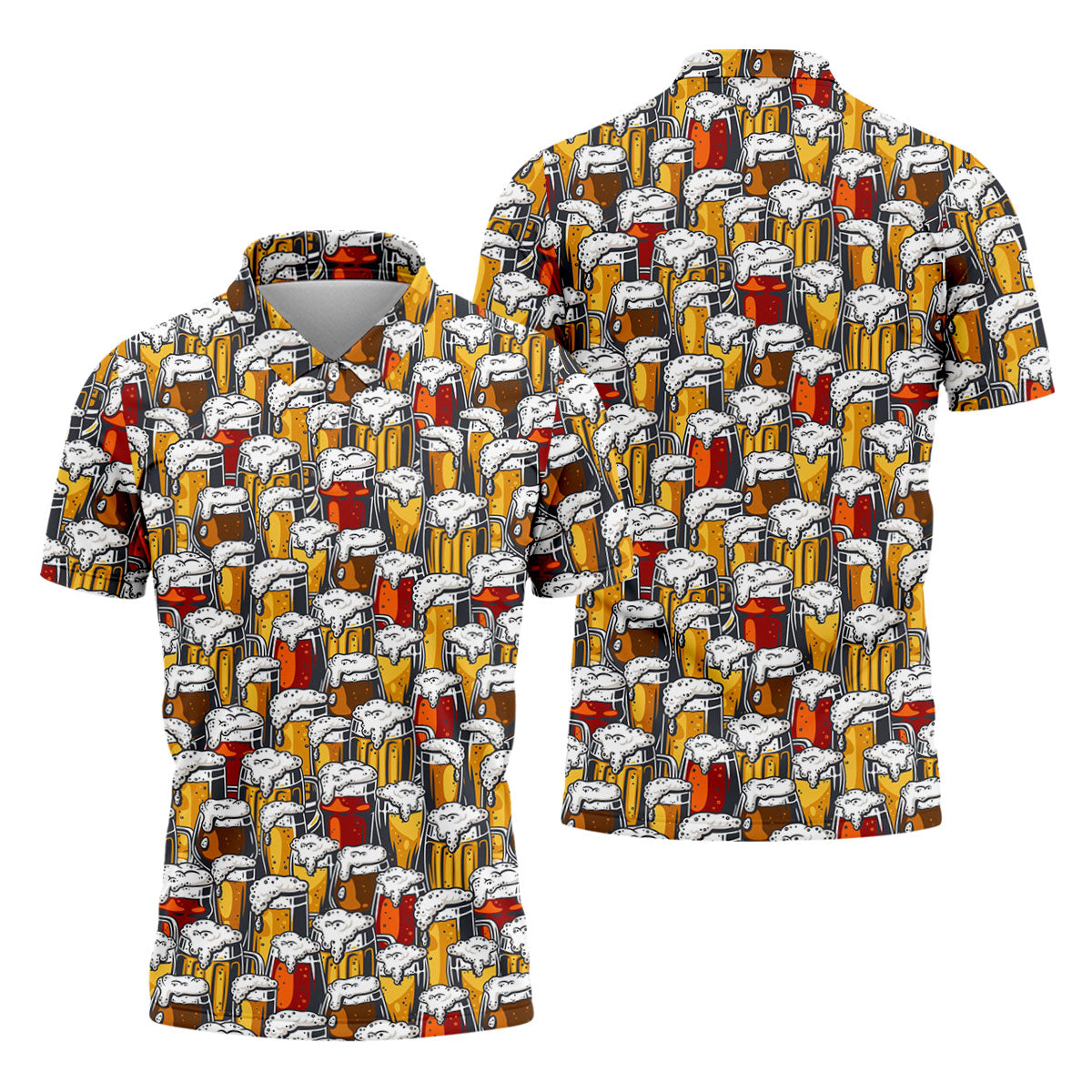 Oktoberfest Beer Glass Pattern Polo Shirt, Mens Golf Polo, Golf Polo Shirts For Men
