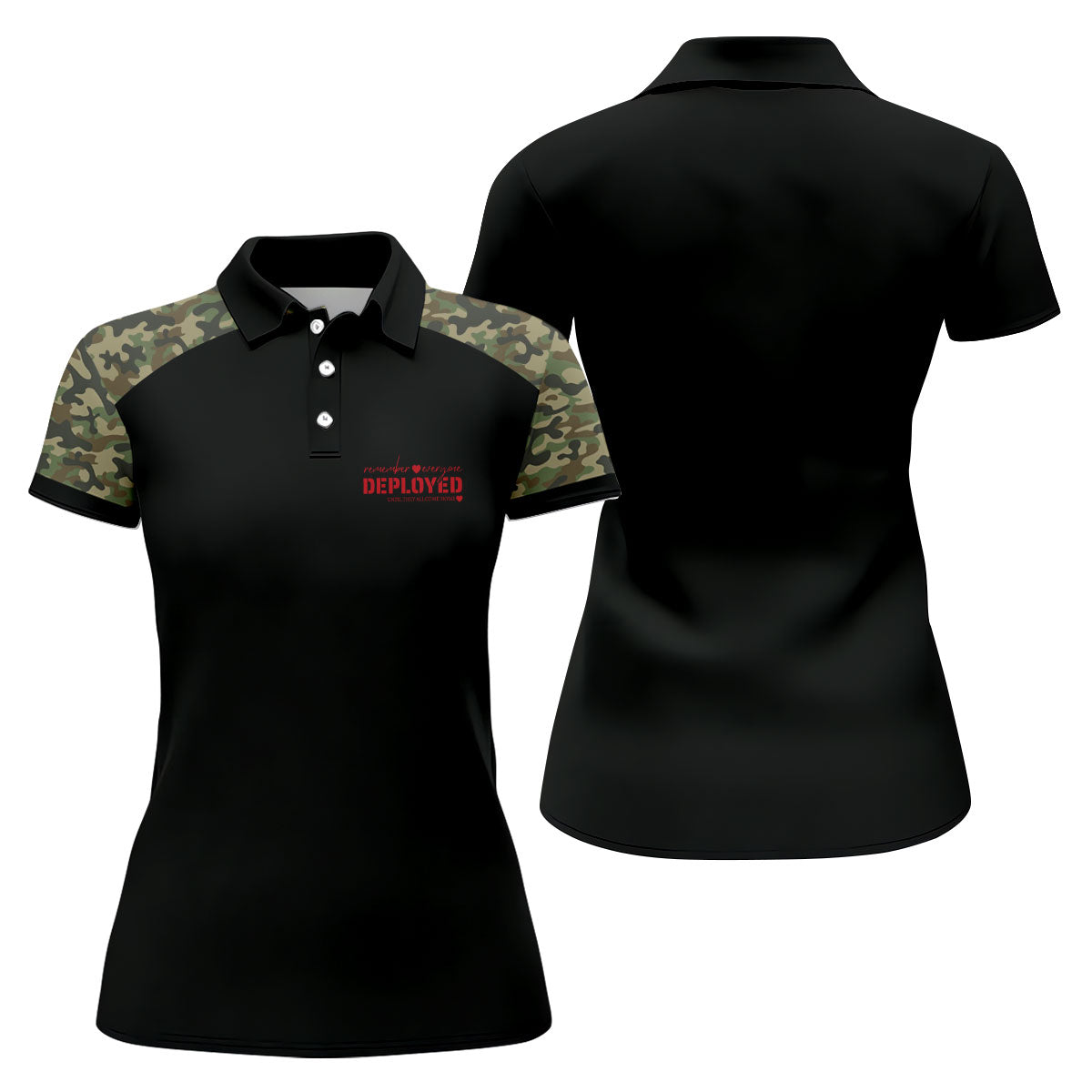 Remember Everyone Deployed Camo Black Patriotic 4th Of July Golf Shirt, 250th Anniversary Golf Shirt For Women