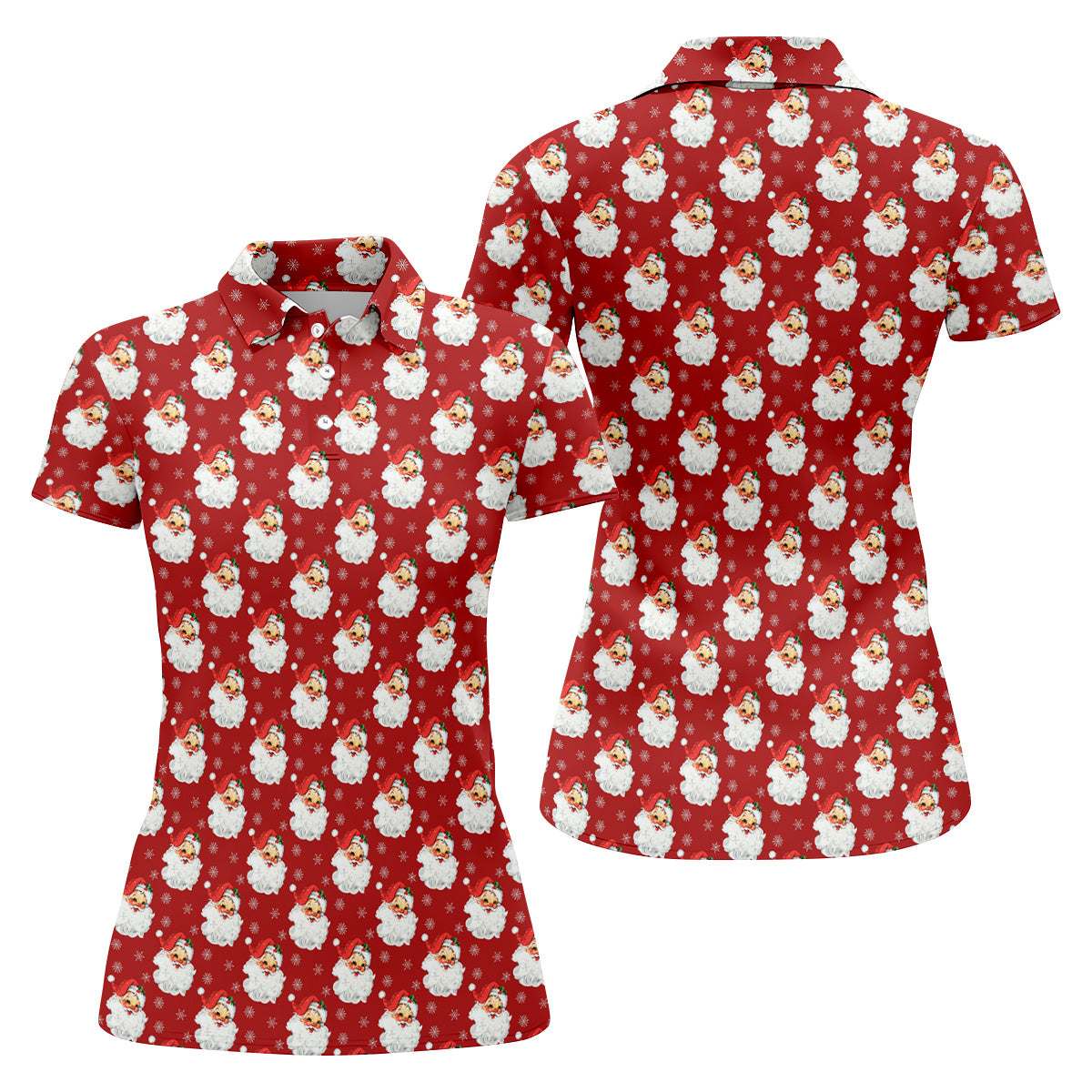 Vintage Santa Claus Red Christmas Women's Golf Tops, Christmas Golf Shirt, Ladies Golf Polos, Golfing Apparel