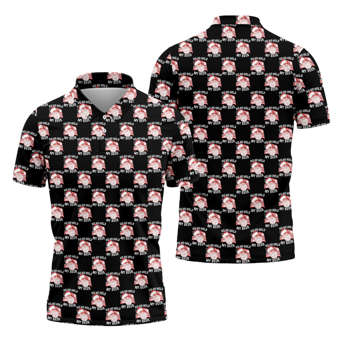 Ho Ho Hold My Beer Funny Santa Christmas Polo Shirt, Mens Golf Polo, Christmas Shirt
