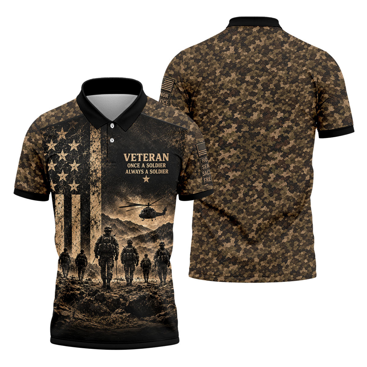 Once A Soldier Helicopter Golf Polo Shirt, Veterans Day Golf Shirt, Mens Golf Apparel