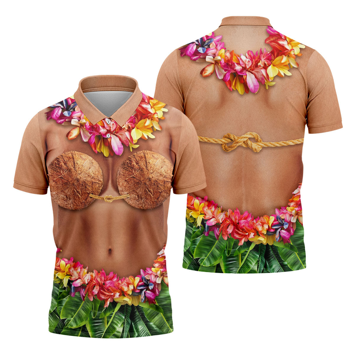 Tropical Theme Party Hawaiian Golf Shirt, Men's Funny Golf Shirts, Polo Shirts For Men