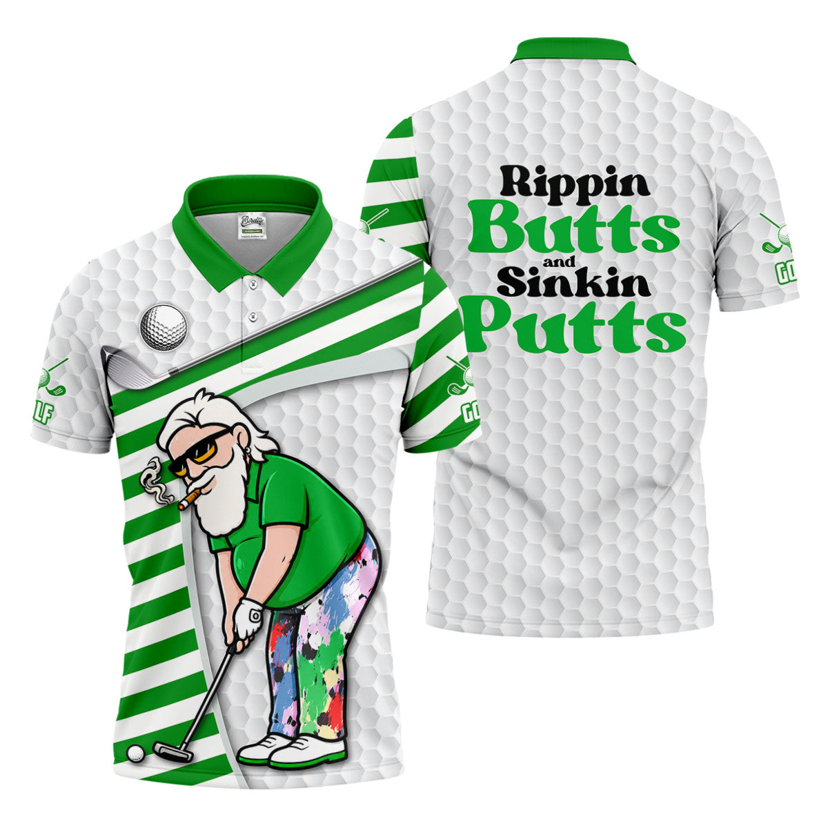 Funny Rippin Butts And Sinkin Putts Polo Shirt, Mens Golf Shirts, Golf Shirts For Men