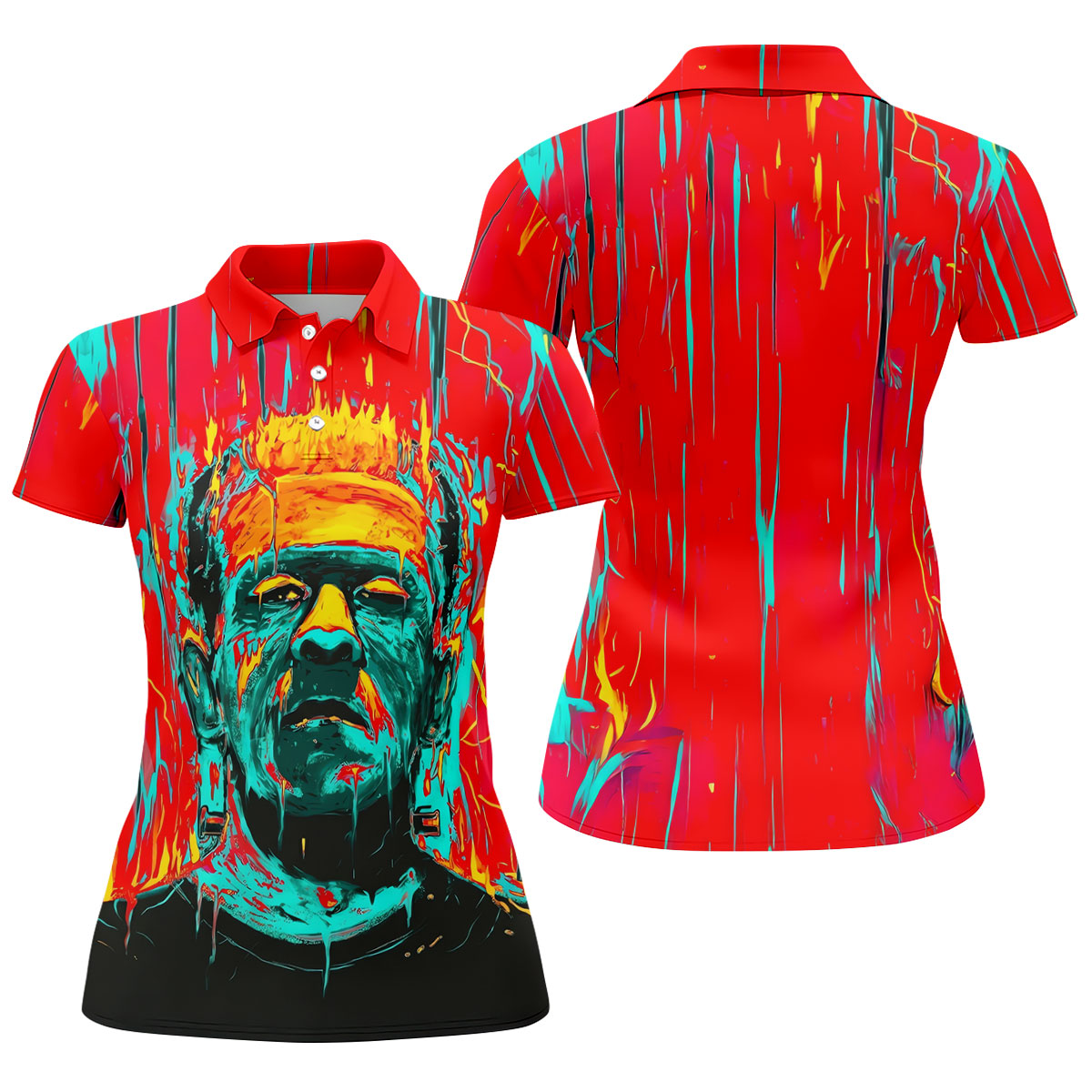 Colorful Horror Character Halloween Polo Shirt, Women’s Golf Polo, Golf Shirts For Women