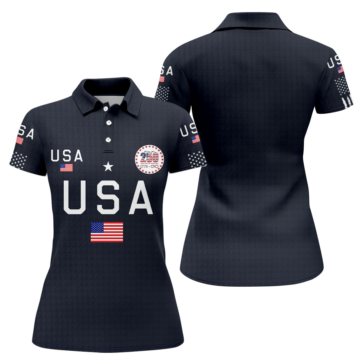 Free For 250 Years Black Patriotic Golf Shirt, 4th Of July Golf Shirt, 250th Anniversary Women Golf Top