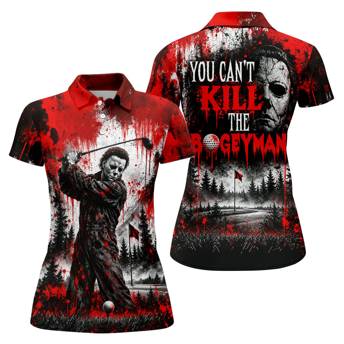 You Can't Kill Bogeyman Halloween Horror Character Polo Shirt, Golf Polo, Womens Golf Tops