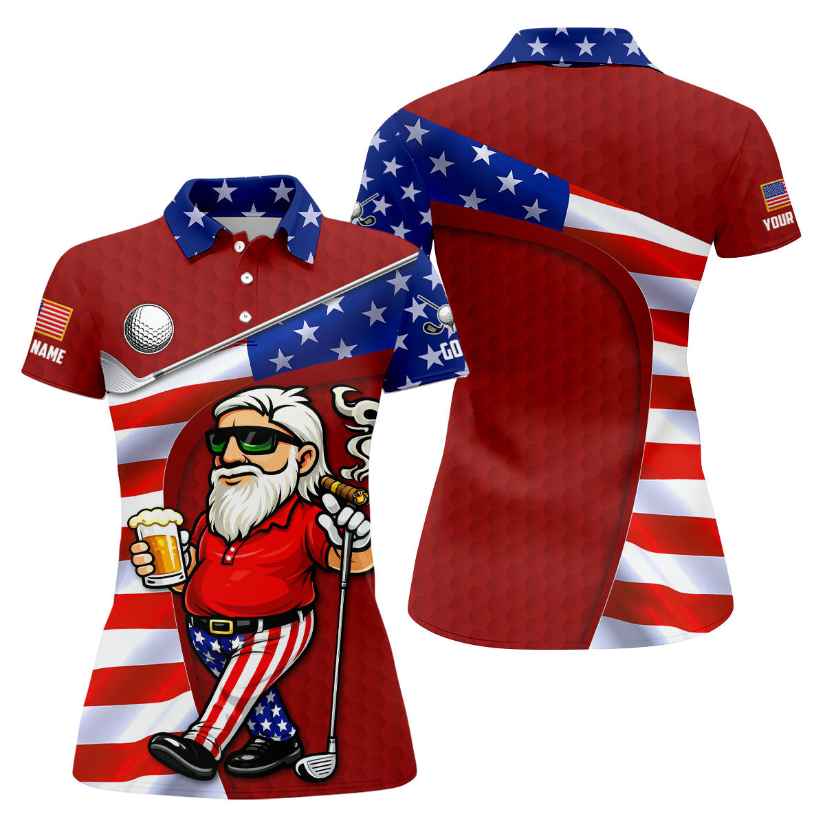 Golf And Beer Patriotic Man Golf Ball Pattern 4th Of July Red Golf Shirt, 250th Anniversary Women's Golf Tops