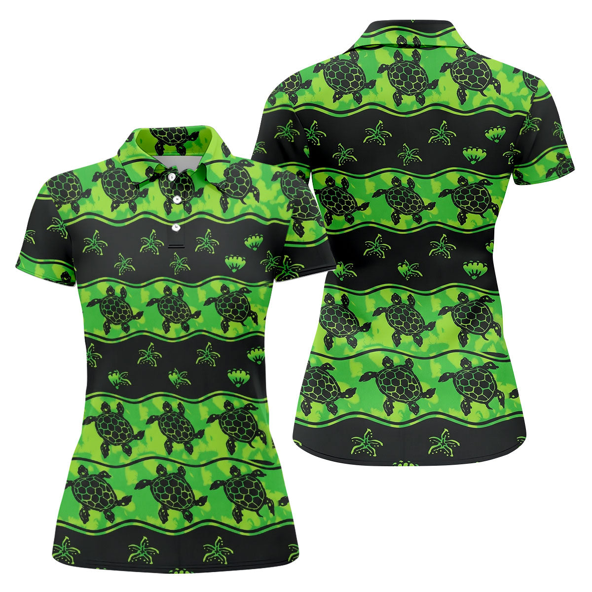 Sea Turtles Sea Creatures Pattern Hawaiian Golf Shirt, Golf Shirt For Women, Golfing Apparel (Copy)