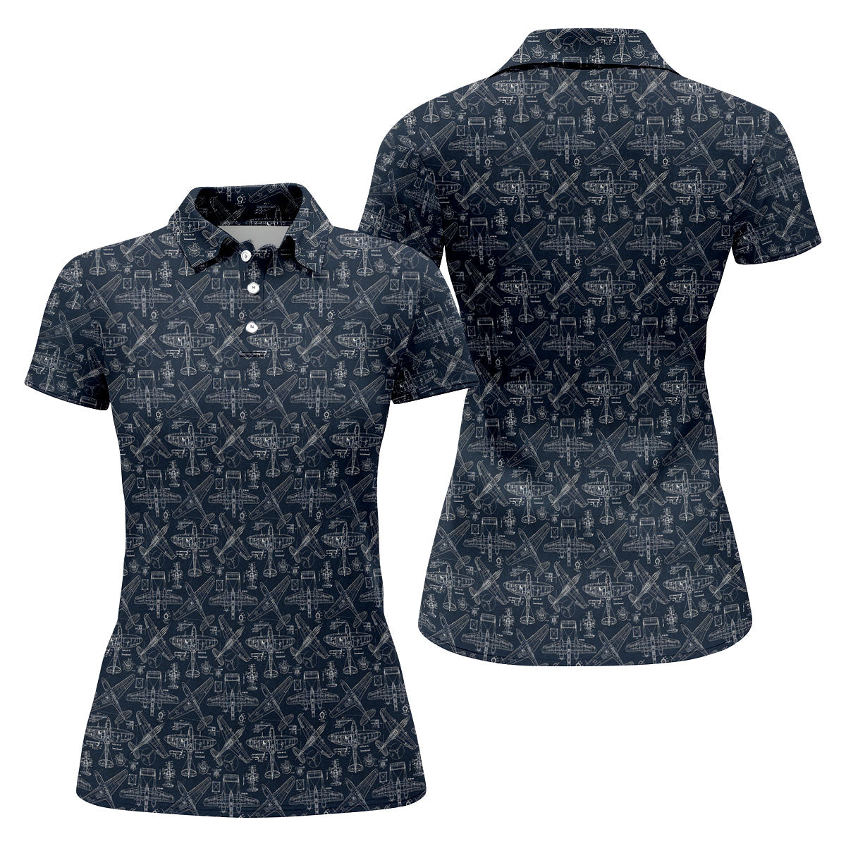Aircraft Models Airplane Blueprints Women's Polo Shirt, Ladies Golf Shirts, Women's Polo Shirt