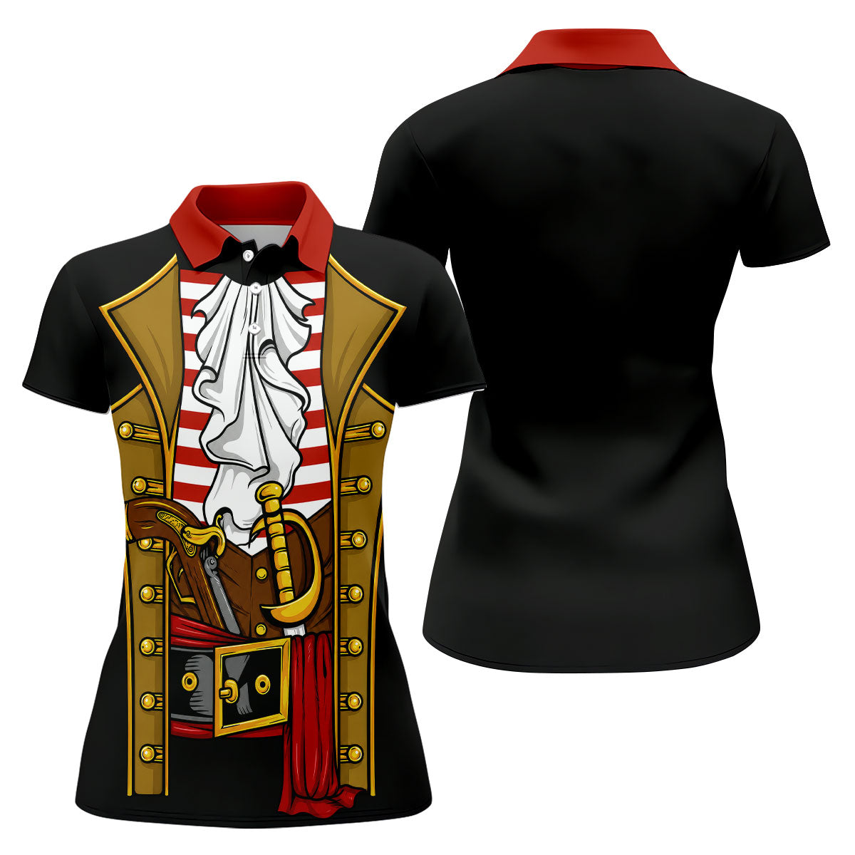Pirate Captain Outfit Golf Shirt, Swashbuckler Costume Design, Golf Shirt For Women
