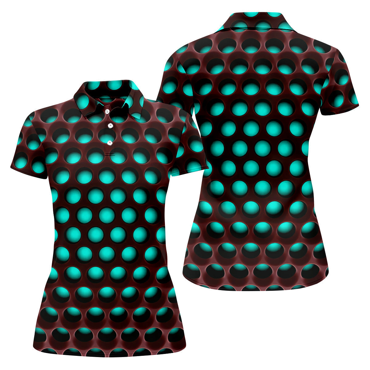 3D Effect Circular Pattern Blue Golf Shirt, Cool Golf Outfit, Women Golf Top, Ladies Golf Shirts