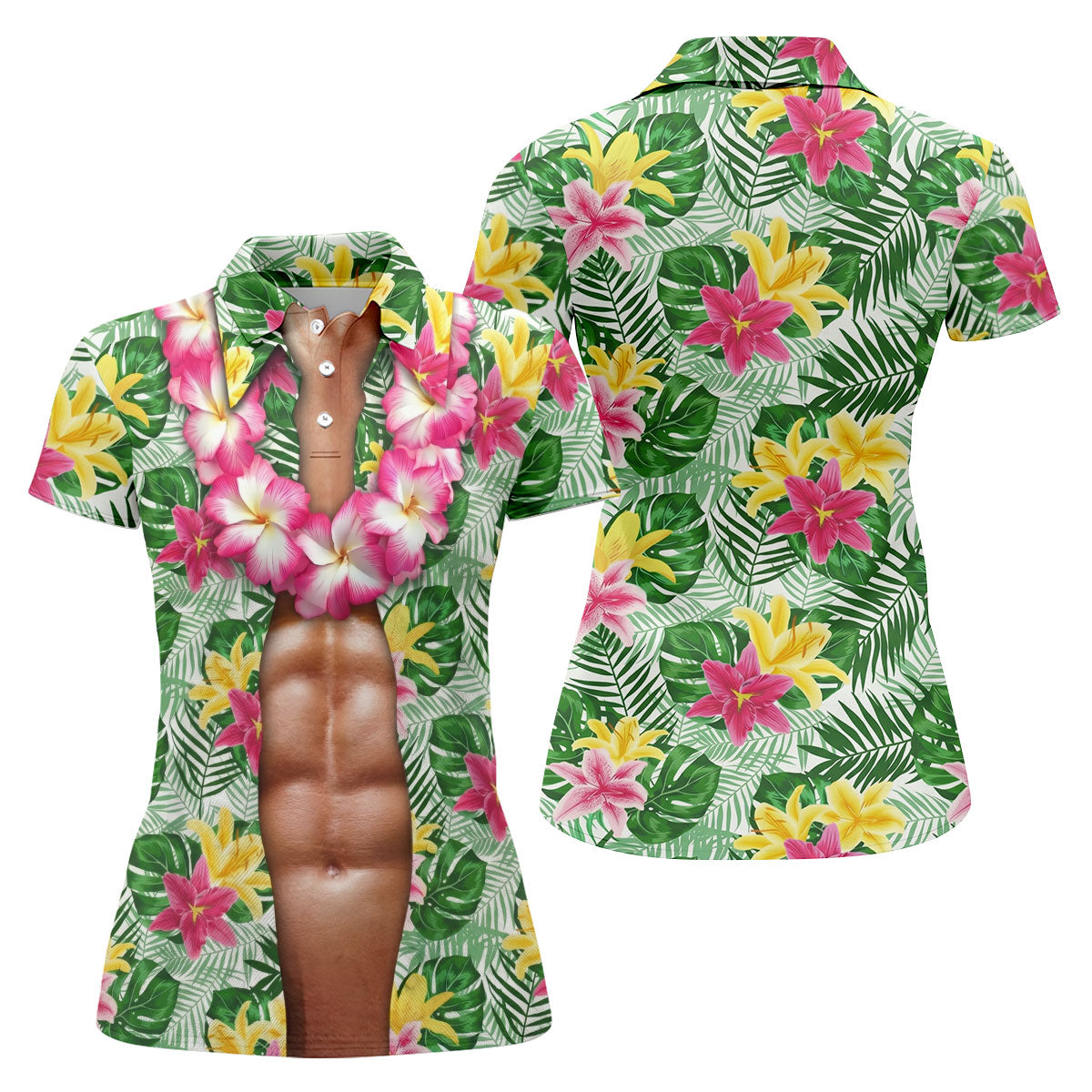 Muscle Costume Hawaiian Golf Shirt, Fun Women's Golf Shirts, Ladies Golf Polos