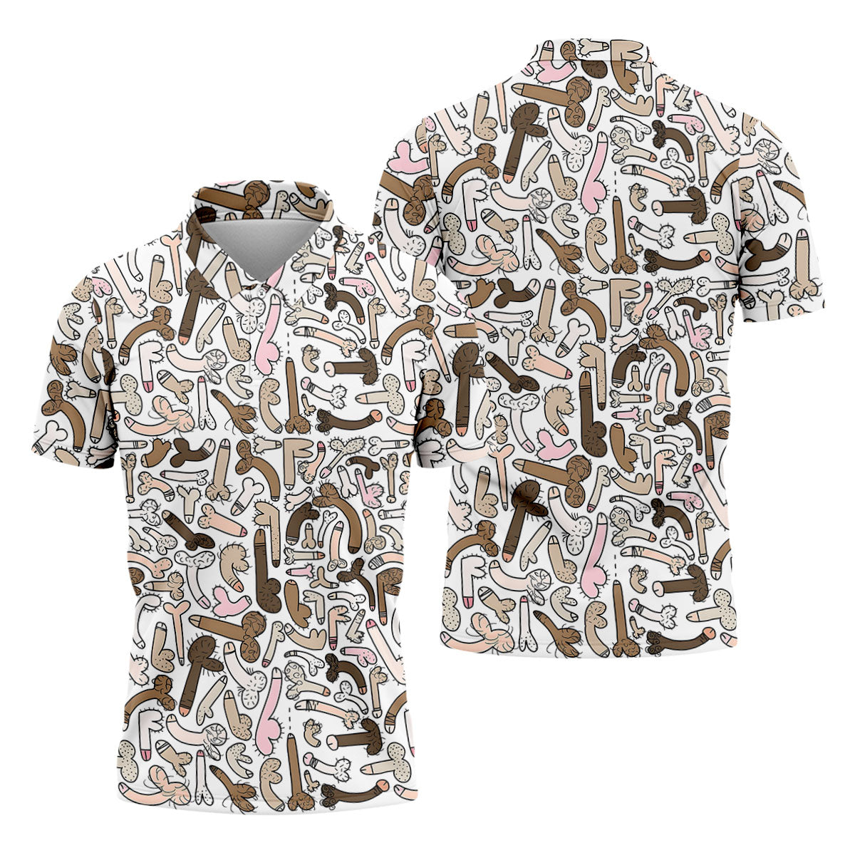 Funny Adult Doodle Novelty Pattern Polo Shirt, Mens Golf Polo, Golf Shirts For Men