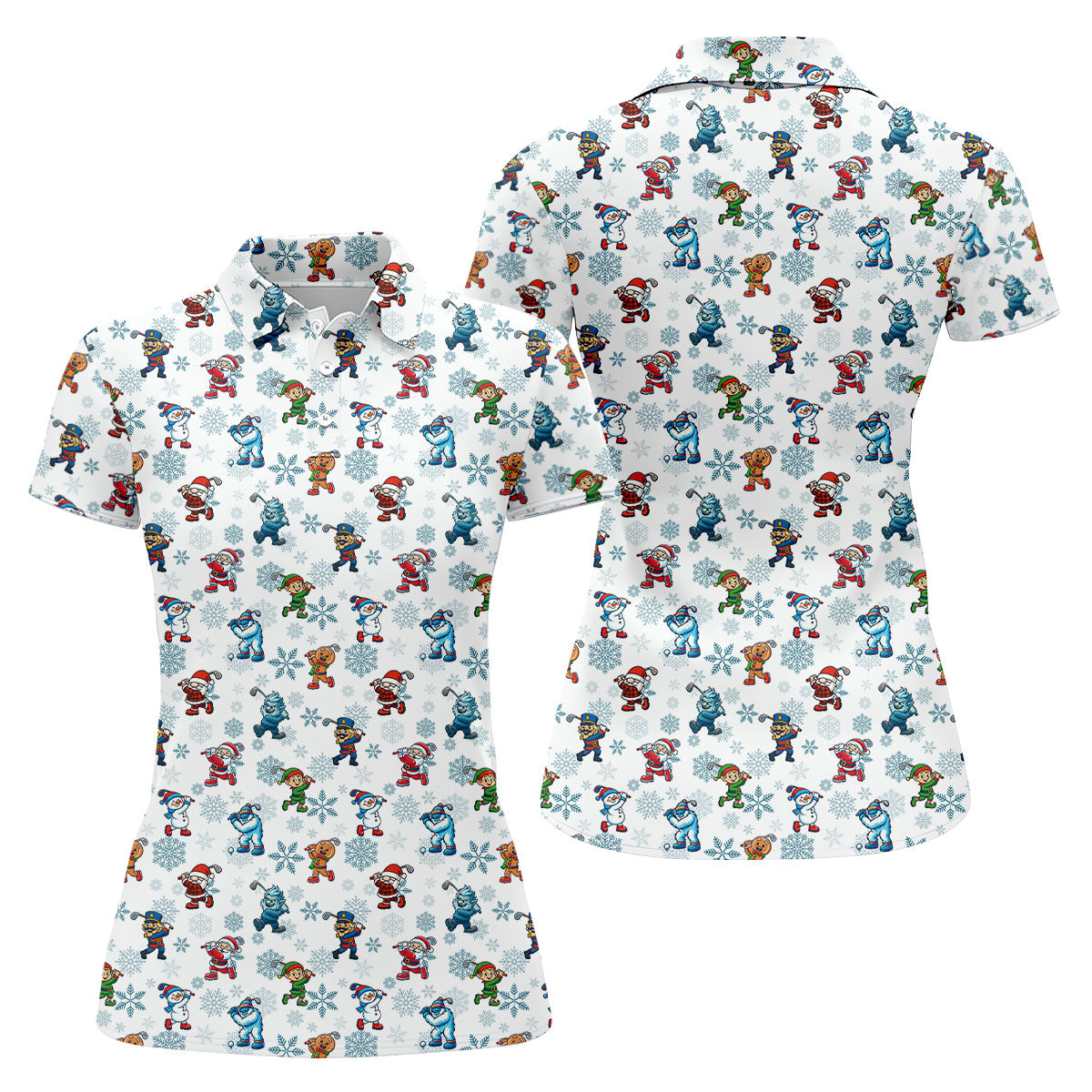 Christmas Characters Golf Pose Funny Golf Shirts, Christmas Golf Shirt, Couple Golf Shirt, Matching Golf Shirt