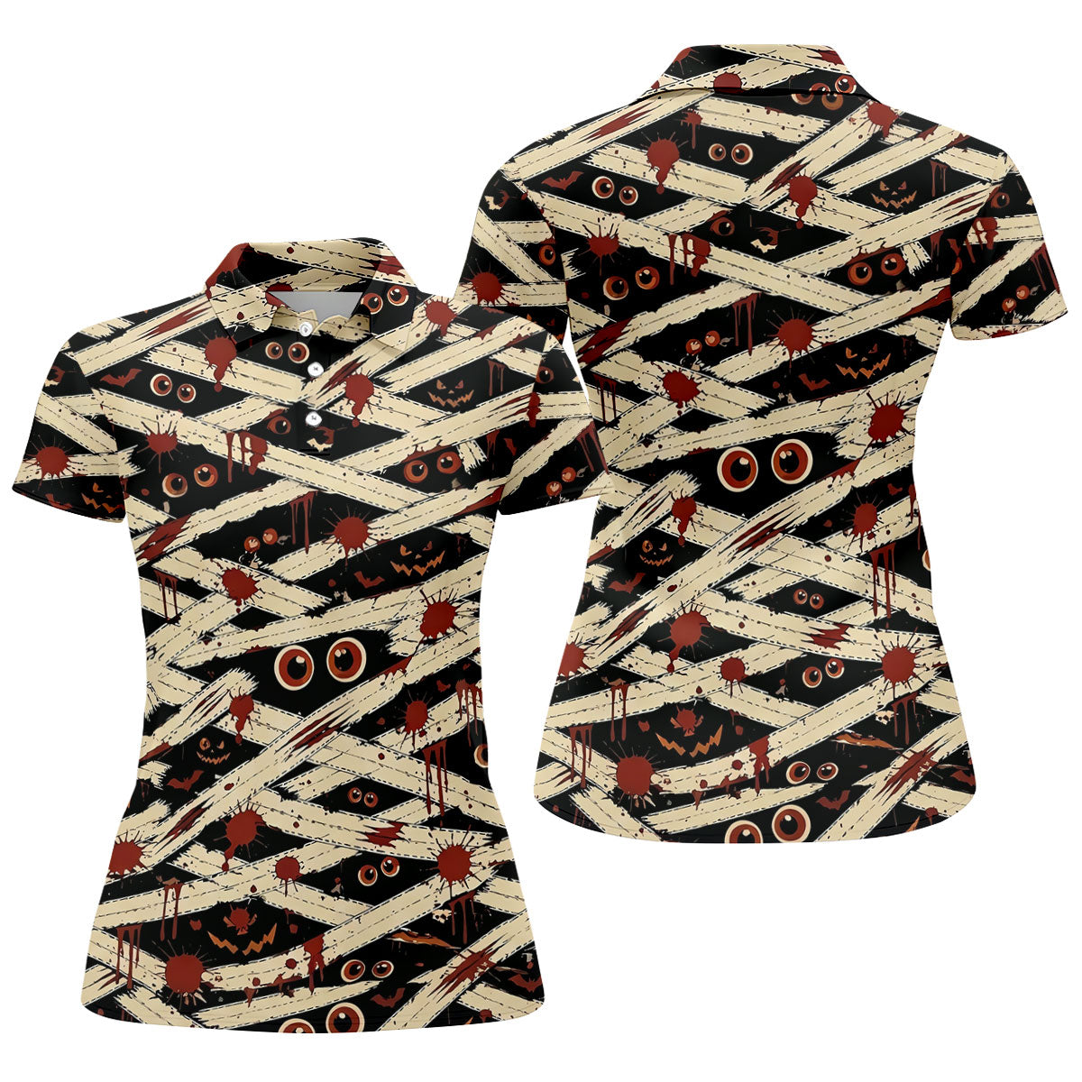 Mummy Horror Character Halloween Golf Polo Shirt, Golf Polo For Women, Women's Golf Shirt