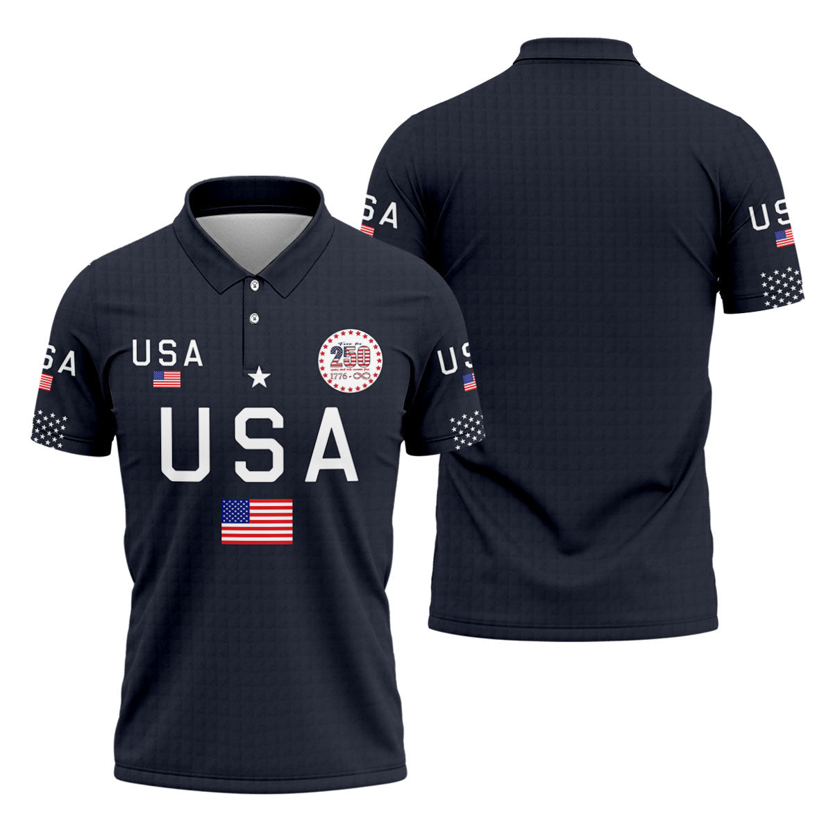 Free For 250 Years Black Patriotic Golf Shirt, 4th Of July Golf Shirt, 250th Anniversary Polo ShirtFor Men