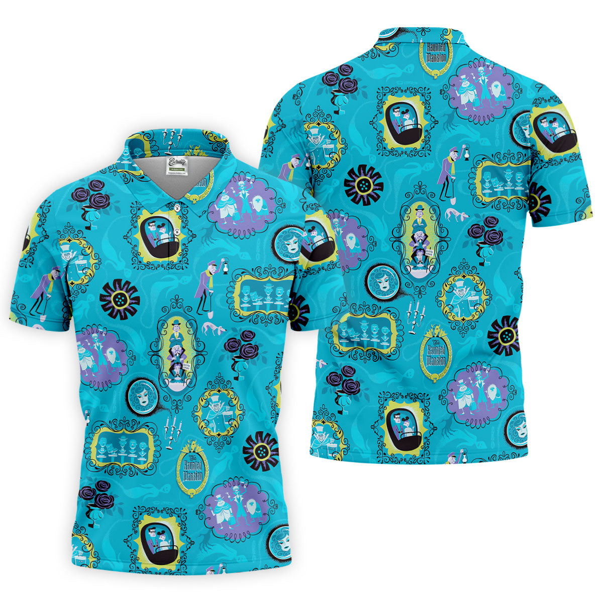 Blue Ghost Portrait Gallery Halloween Polo Shirt, Mens Golf Polo, Polo Shirts For Men