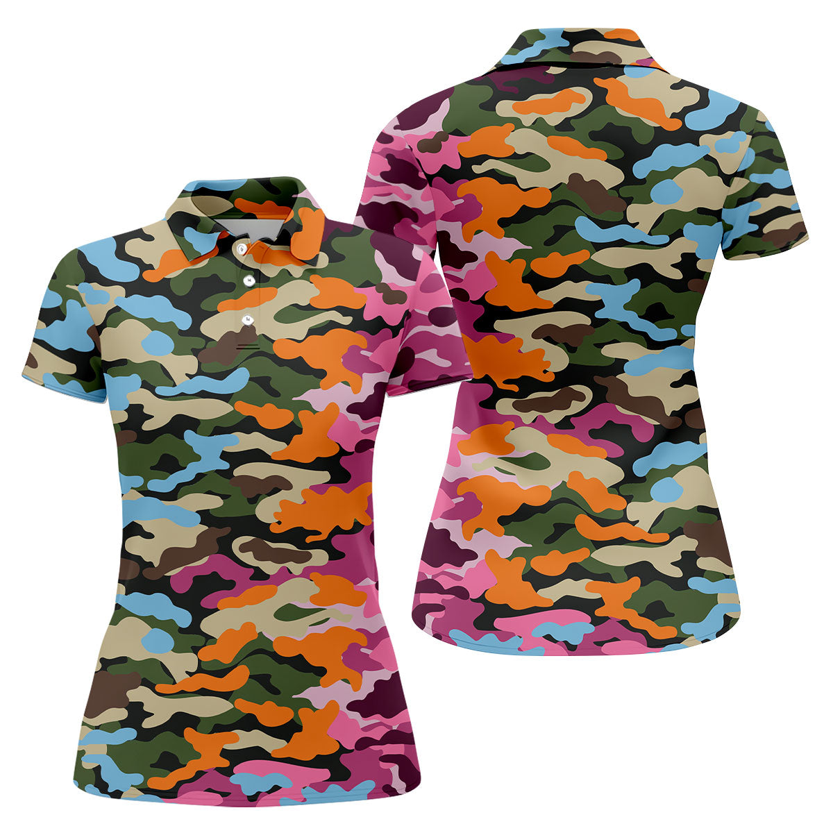 Rainbow Camouflage Ladies Golf Tops, Cool Golf Outfit, Golf Shirt For Women, Ladies Golf Polos