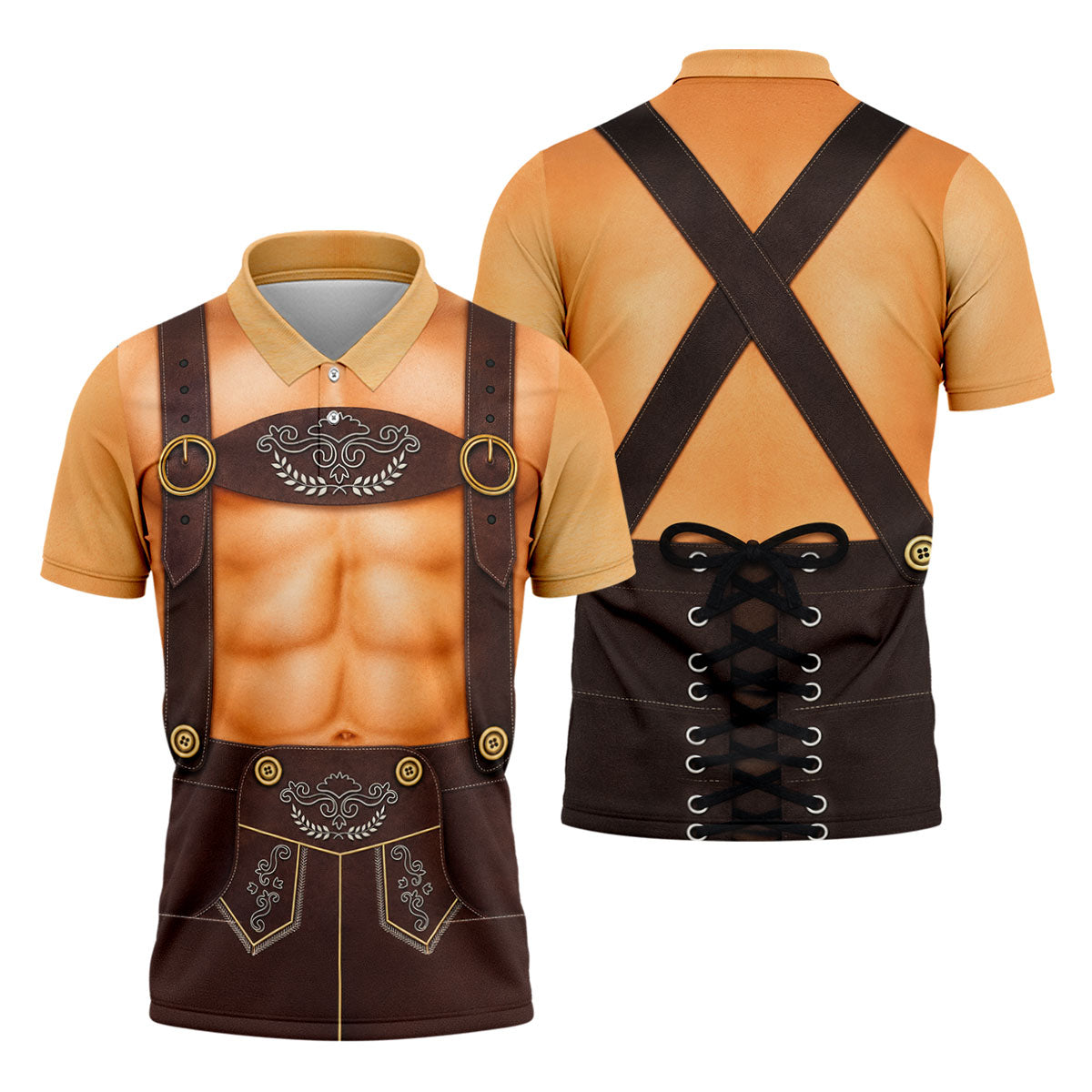 Funny Lederhosen Oktoberfest Costume Polo Shirt, Mens Golf Shirts, Golf Apparel For Men
