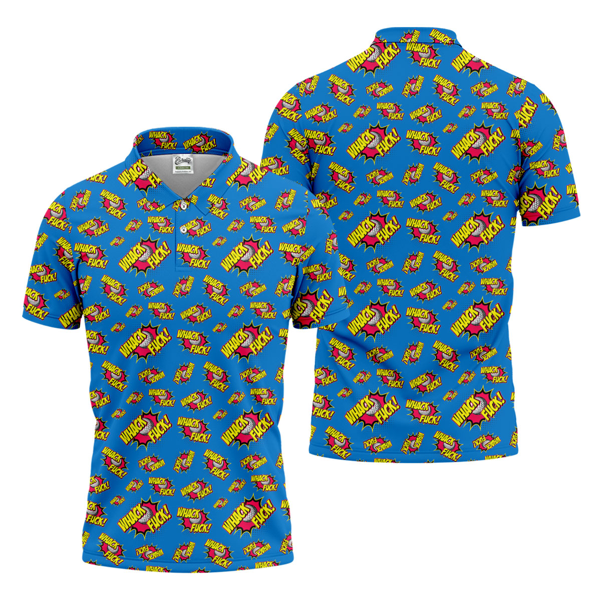 Funny Whack F*ck Comic Golf Ball Polo Shirt, Polo Shirts For Men, Mens Golf Apparel