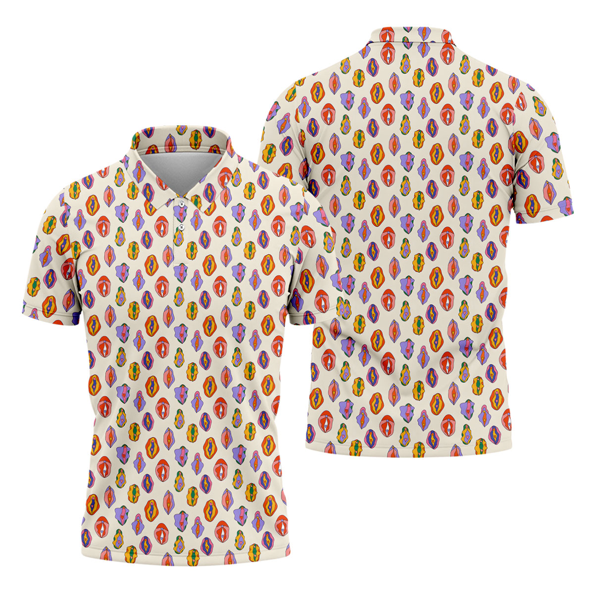 Colorful Abstract Feminine Pattern Golf Shirt, Funny Golf Shirt, Men's Golf Shirt, Polo Shirts For Men