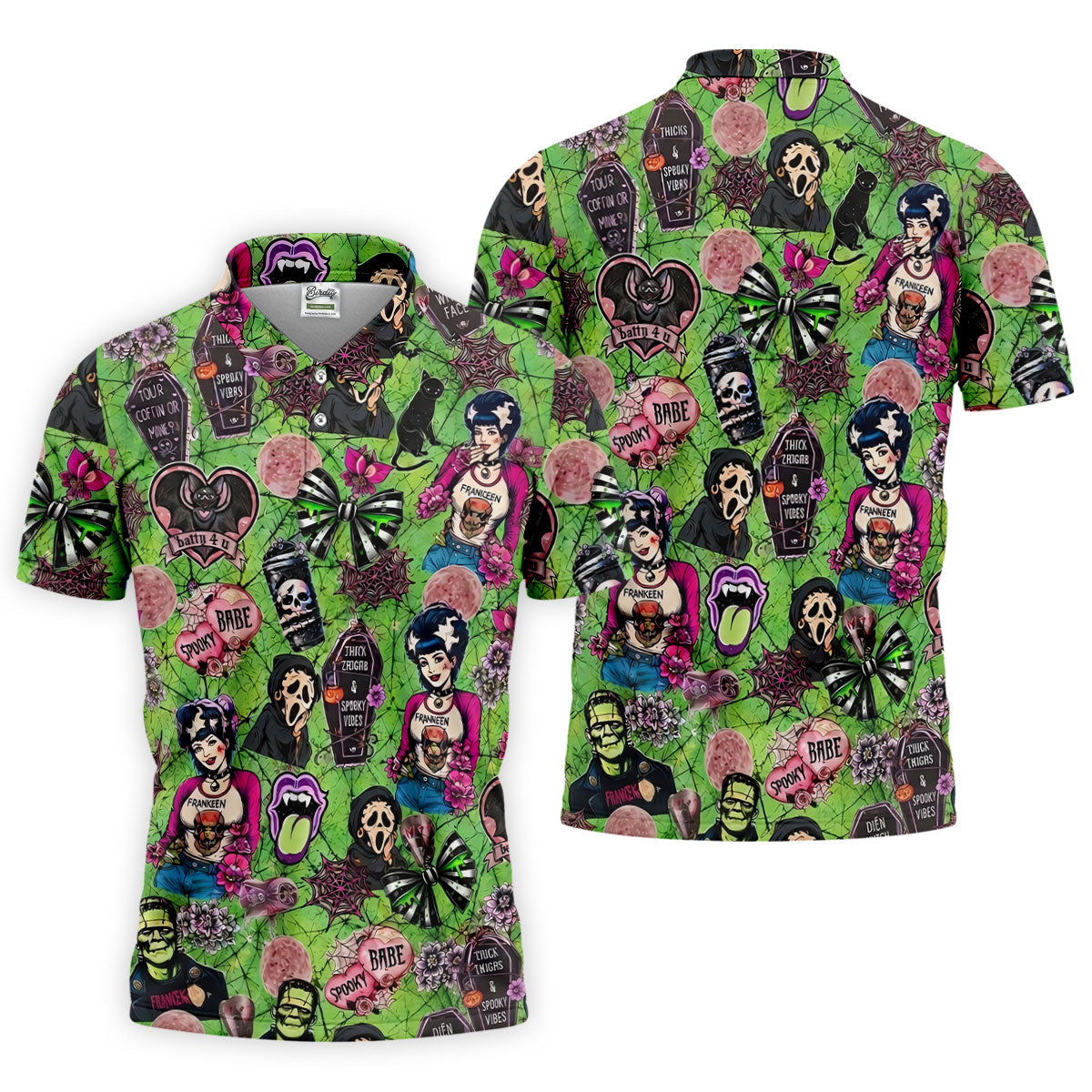 Halloween Horror Character Golf Polo Shirt, Mens Golf Polo, Golf Shirts For Men