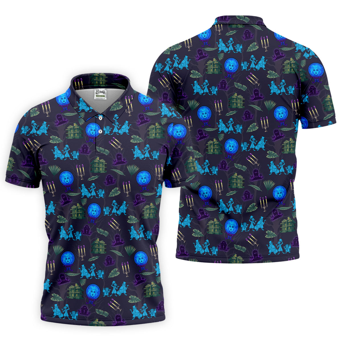 Crystal Ball Ghost Trio Halloween Polo Shirt, Golf Shirts For Men, Mens Golf Apparel