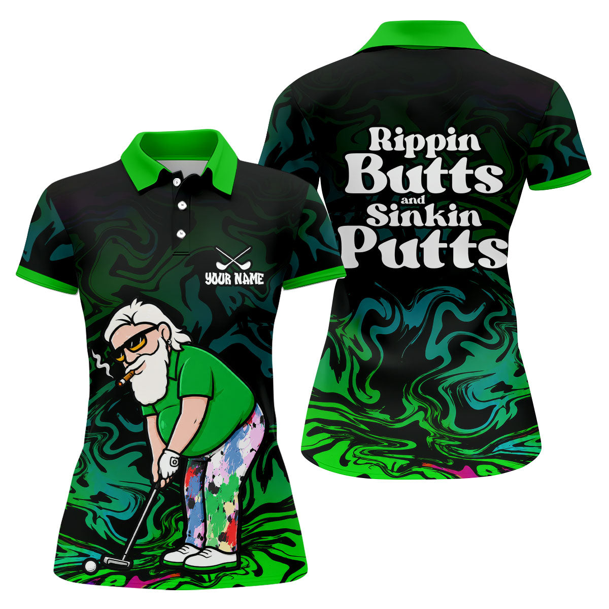 Funny Rippin Butts And Sinkin Putts Polo Shirt, Womens Golf Tops, Golf Polo For Women