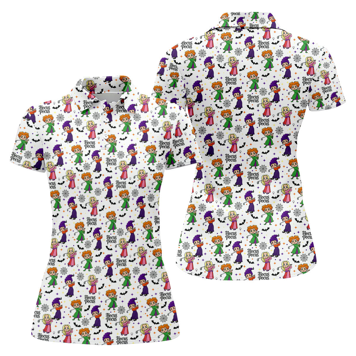 Hocus Pocus Horror Character Polo Shirt, Halloween Tops For Women, Women's Golf Polo