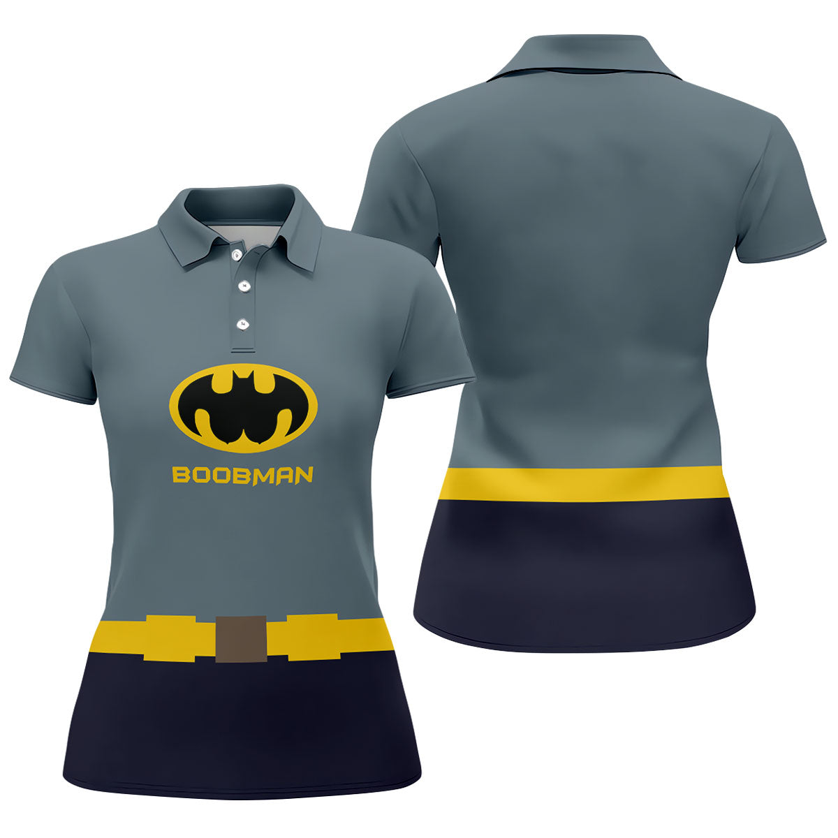 Boobman Comic Hero Logo Sleeveless Golf Shirt, Women's Golf Shirt, Golf Polo For Women, Funny Golf Shirt