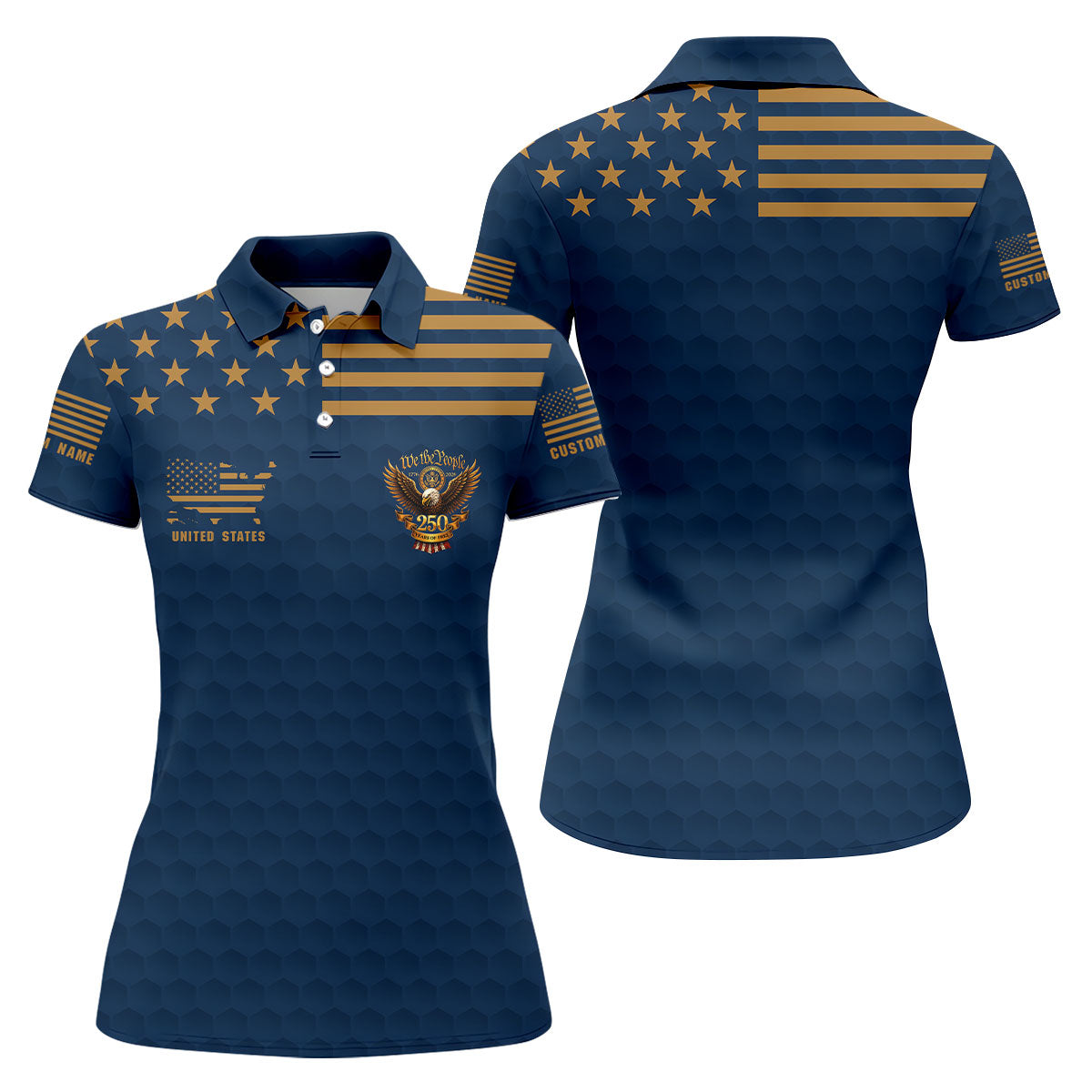 Navy Veteran We The People 250 Years Of Free 4th Of July Golf Shirt, Women's Golf Tops