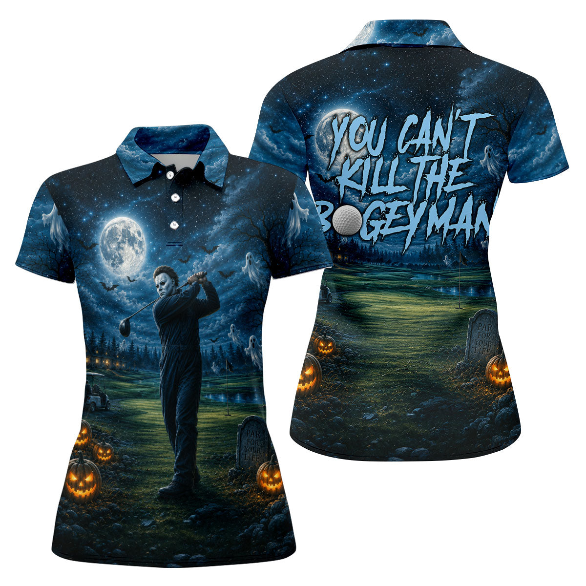 You Can't Kill The Bogeyman Halloween Ghost Polo Shirt, Women’s Golf Polo, Ladies Golf Top