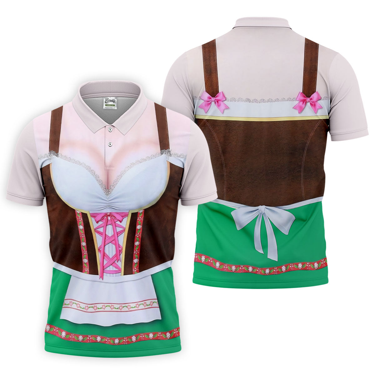 Funny Oktoberfest Dirndl Costume Polo Shirt, Mens Golf Polo, Golf Shirts For Men