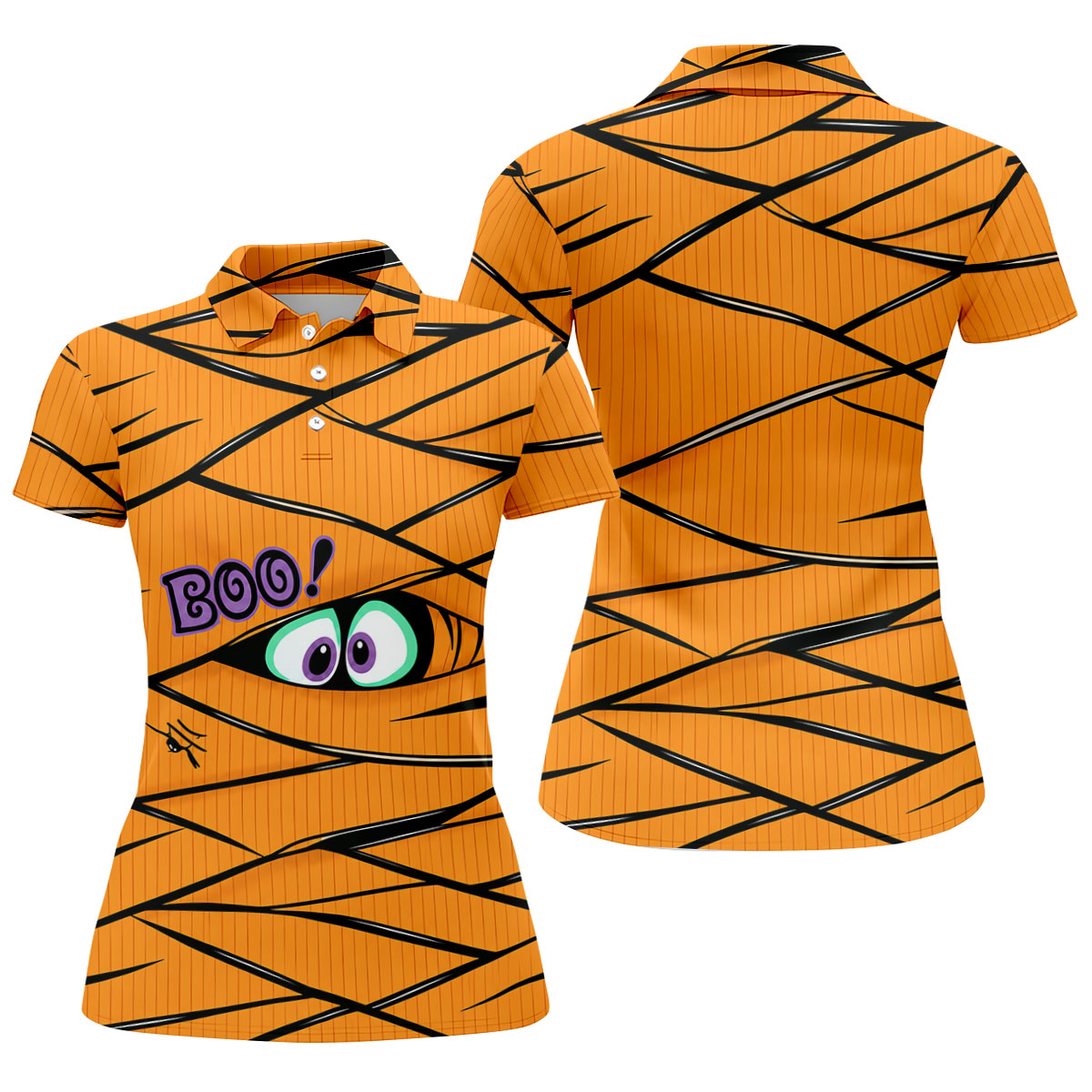 Boo Mummy Halloween Horror Character Polo Shirt, Ladies Golf Shirts, Golf Shirts For Women