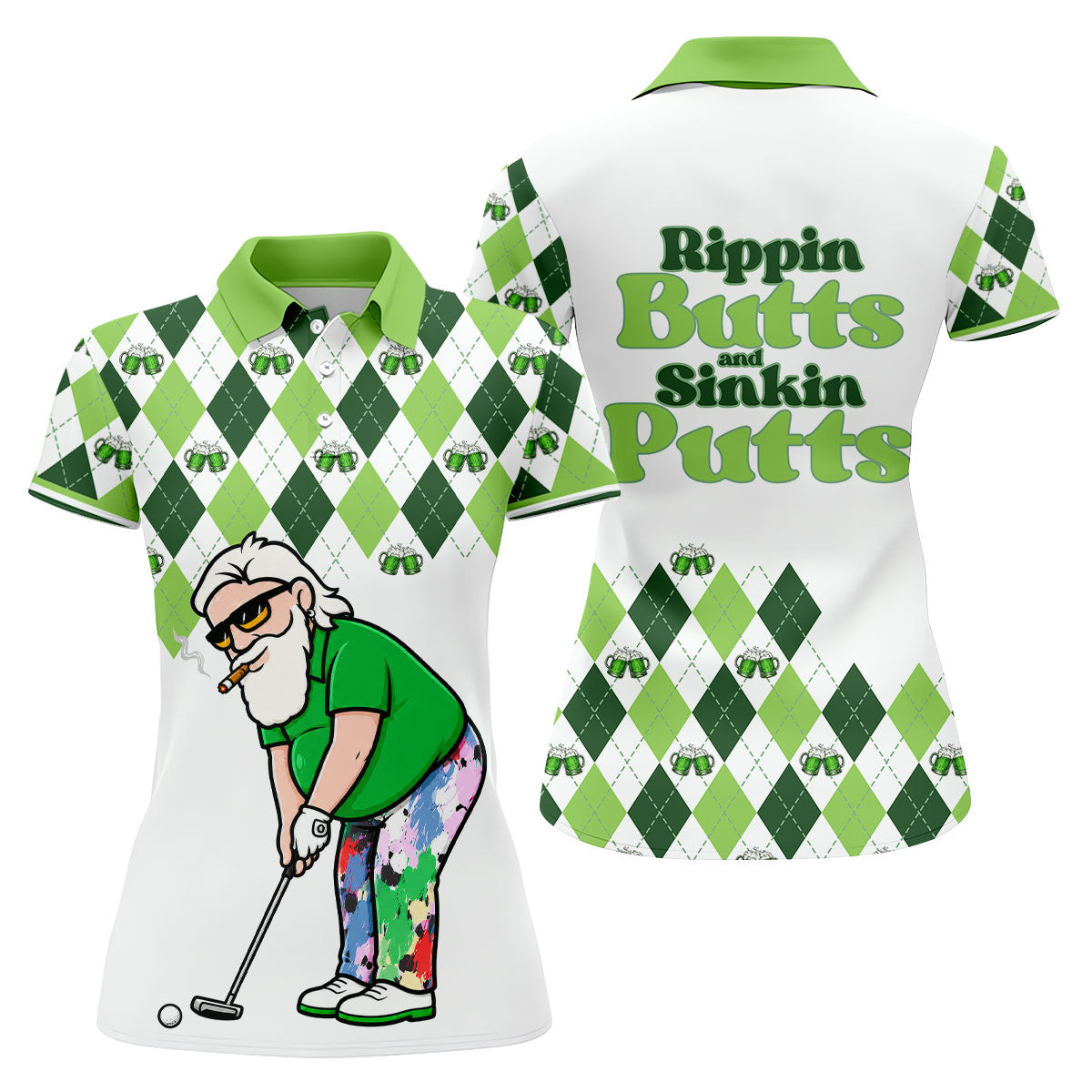Funny Rippin Butts And Sinkin Putts Polo Shirt, Women’s Golf Polo, Golf Shirts For Women