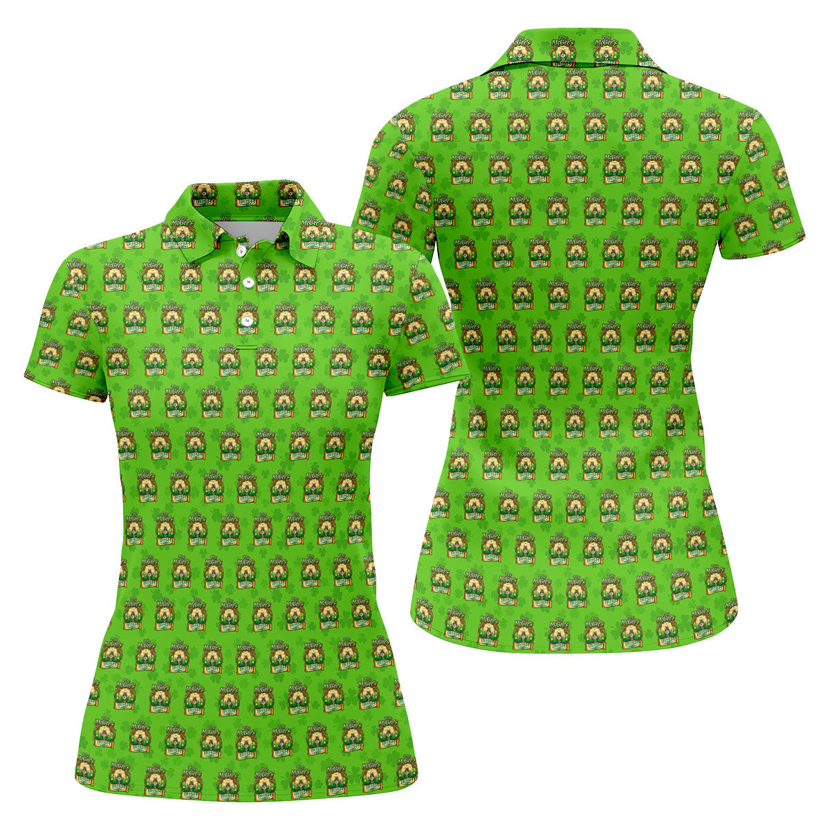 Green St Patrick's Day Funny Adult Shamrock Golf Shirt, Women's Golf Tops, Ladies Golf Polos
