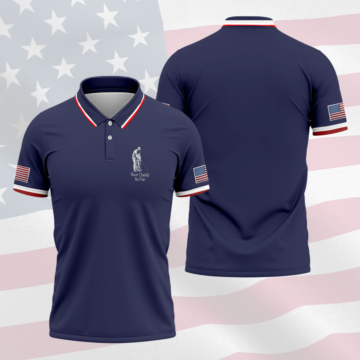 Best Dad Papa By Par Custom Photo Father's Day Golf Shirt, Golf Gift For Dad, Golf Polo For Men