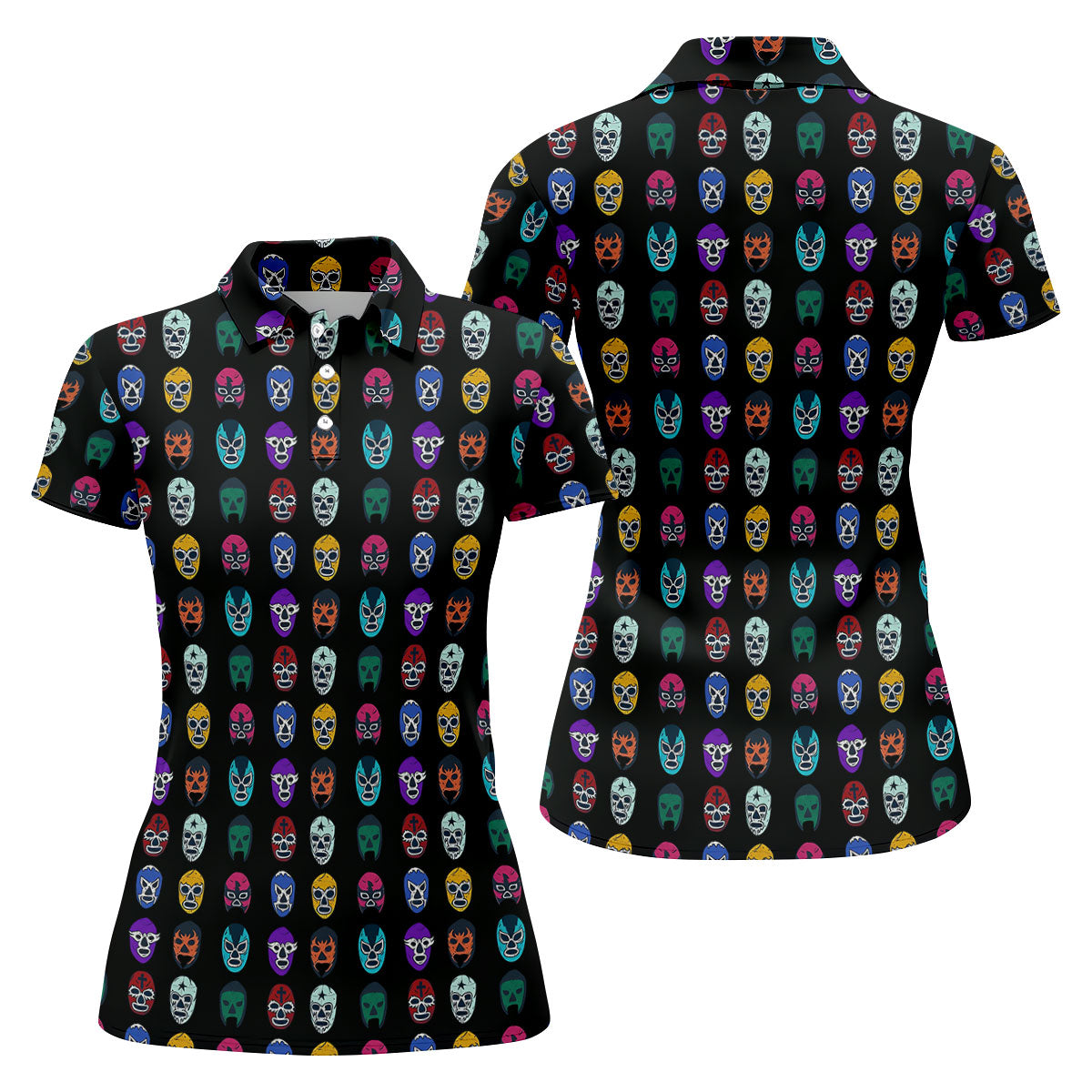 Lucha Libre Mask Wrestling Mexican Culture Art Women's Golf Tops, Ladies Golf Shirt