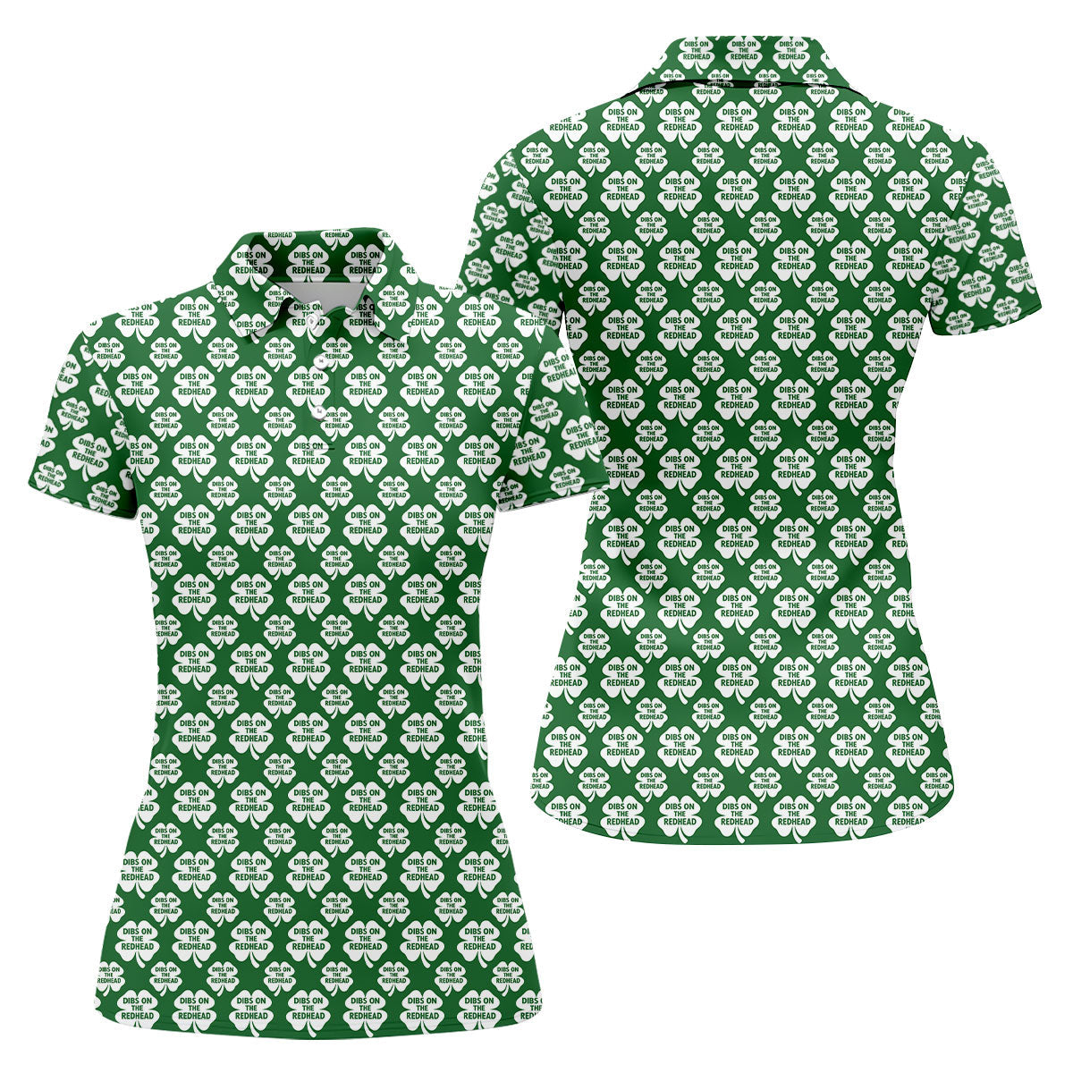 Dibs On The Redhead Lucky Four Leaf Clover St Patrick's Day Golf Shirt, Women's Golf Tops, Ladies Golf Shirts
