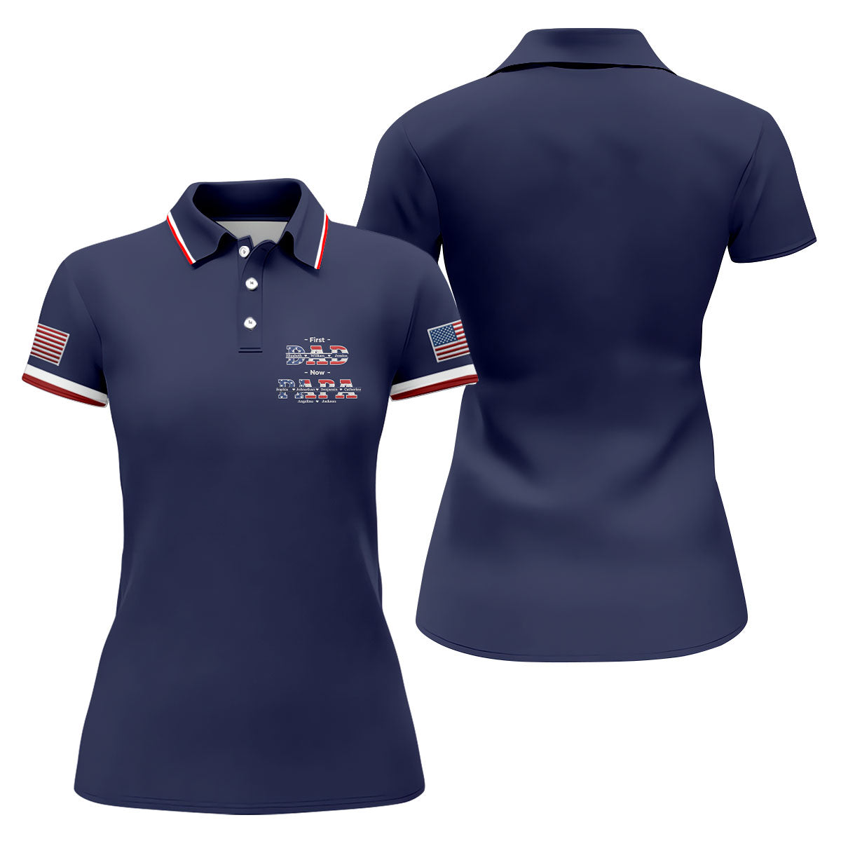 Navy First Dad Now Grandpa Golf Polo Shirt, Women’s Golf Apparel, Golf Shirts For Women
