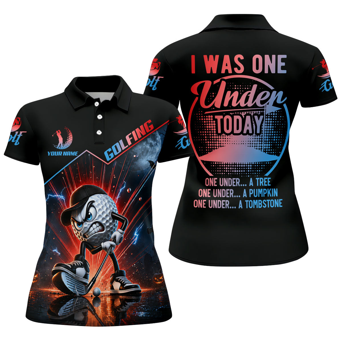 I Was One Under Today Funny Golf Ball Hawaiian Polo Shirt, Womens Golf Polo, Golf Apparel