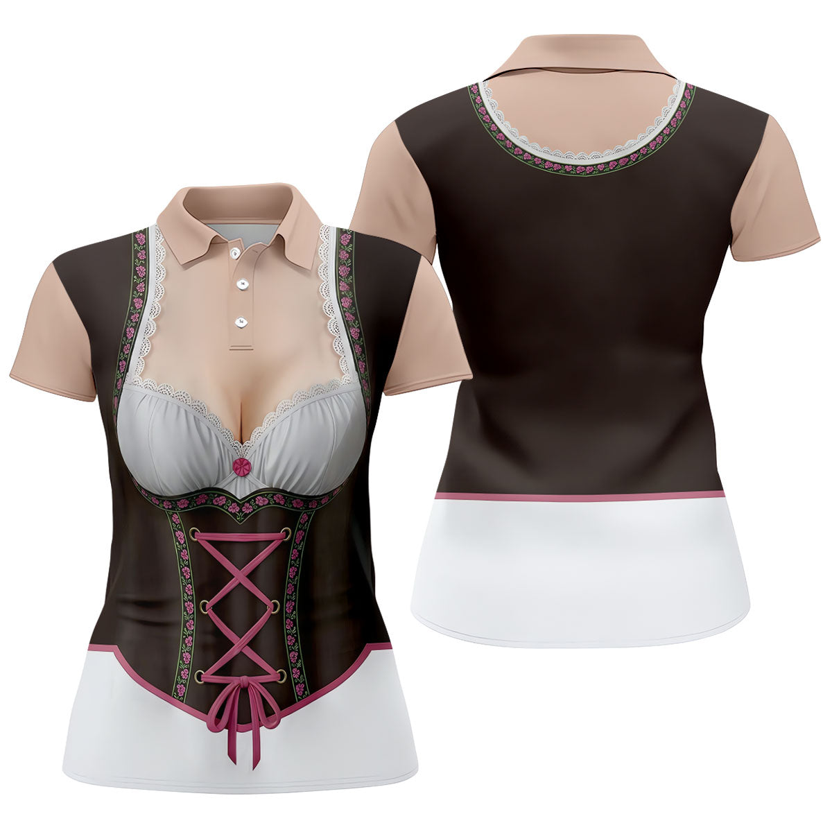 Funny Oktoberfest Costume Lederhosen Polo Shirt, Womens Golf Polo, Golf Shirts For Women