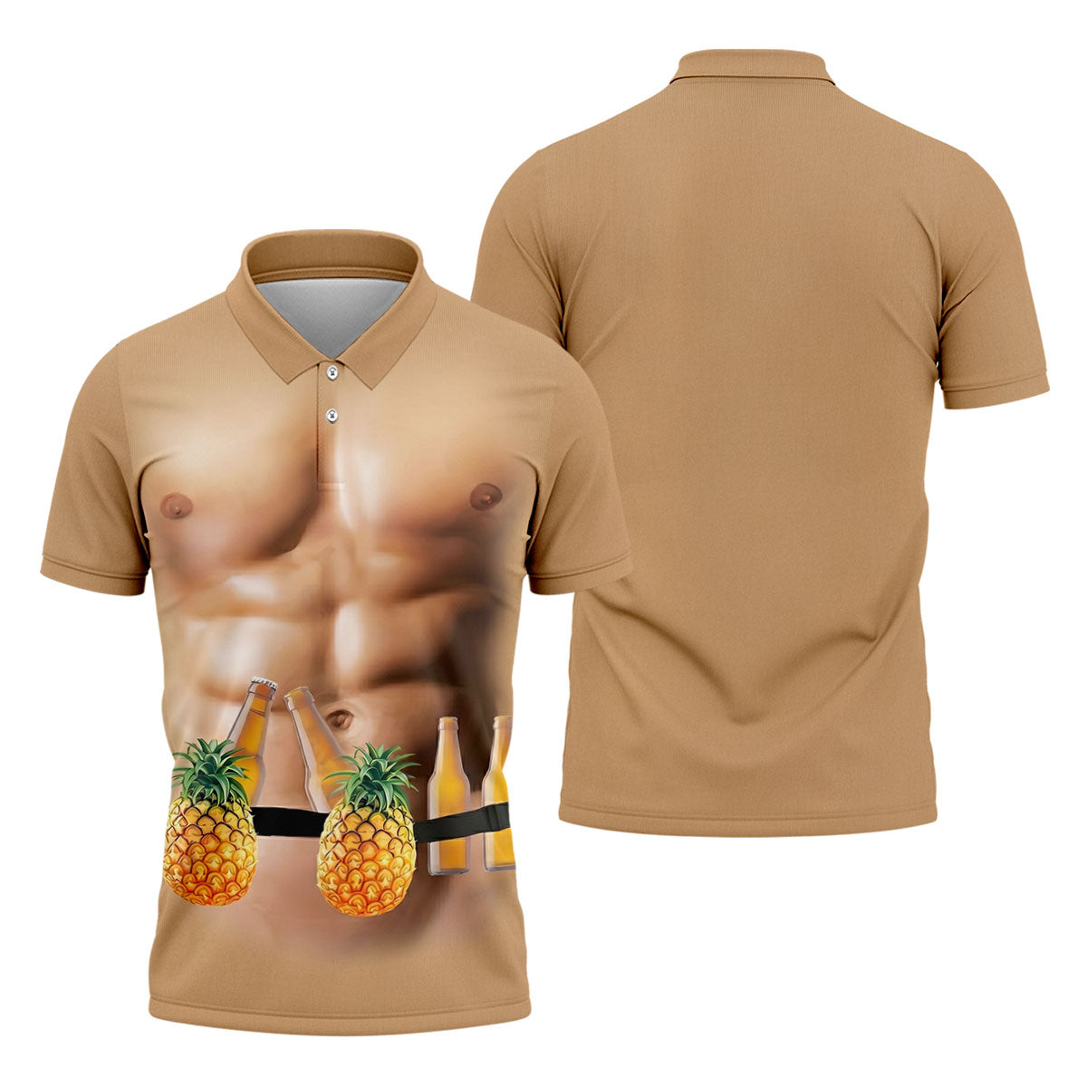 Funny Muscle Man Pineapple Beer Hawaiian Golf Shirt, Polo Shirts For Men, Golfing Apparel