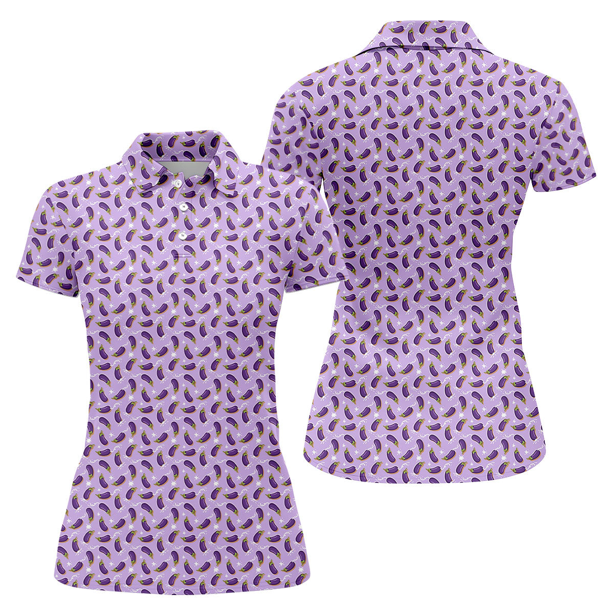 Funny Eggplant Purple Golf Shirt, Fun Women's Golf Shirts, Women's Golf Tops, Ladies Golf Polos