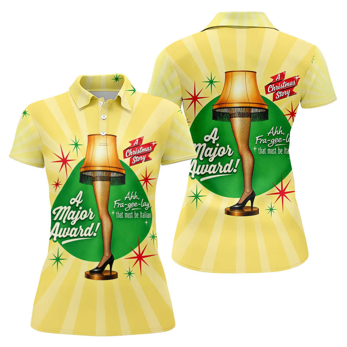Christmas Leg Lamp Quote Golf Polo Shirt, Ladies Golf Shirts, Golf Shirts For Women