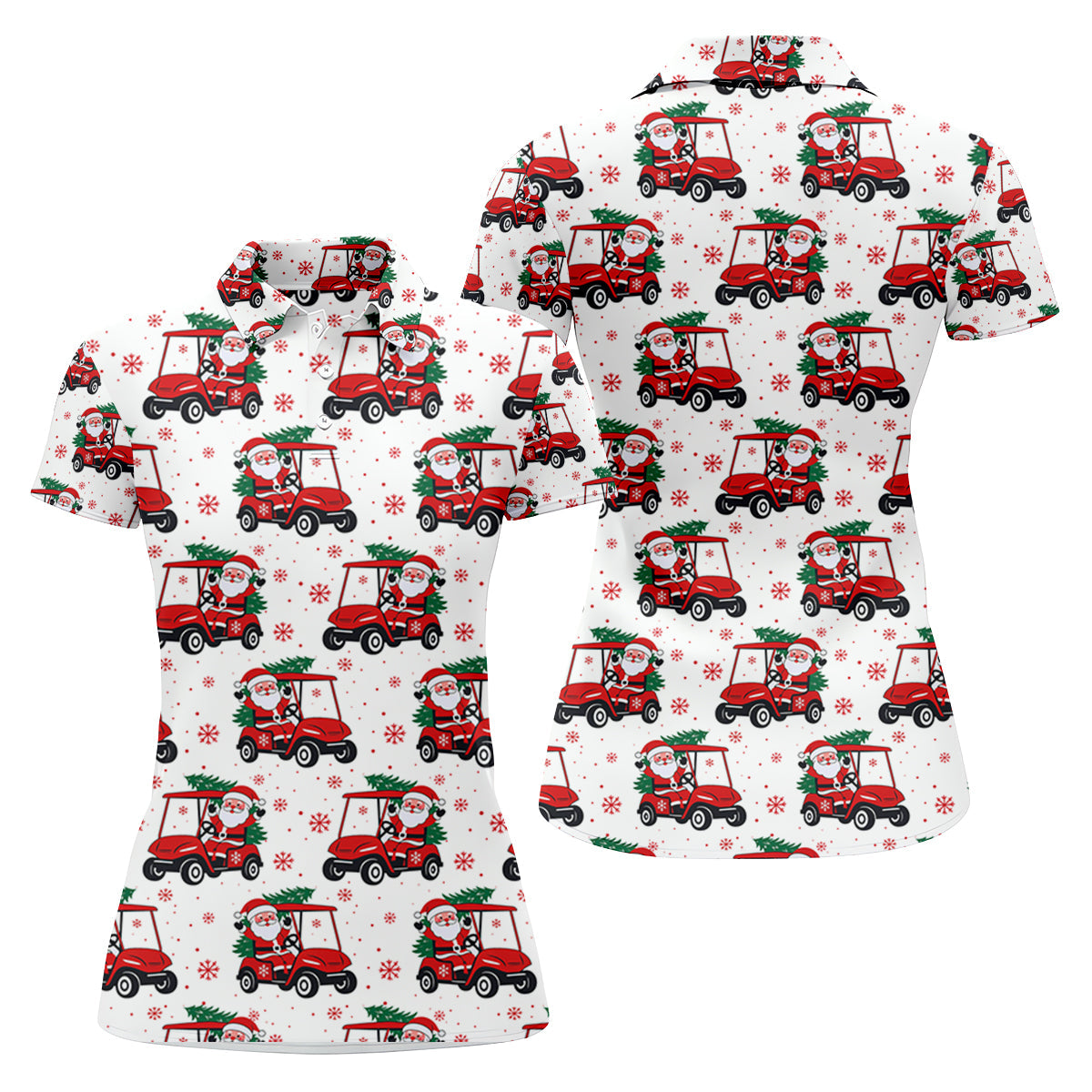 Santa Claus Golf Cart Christmas Golf Shirt, Women's Golf Tops, Ladies Golf Shirts, Golf Gift For Ladies