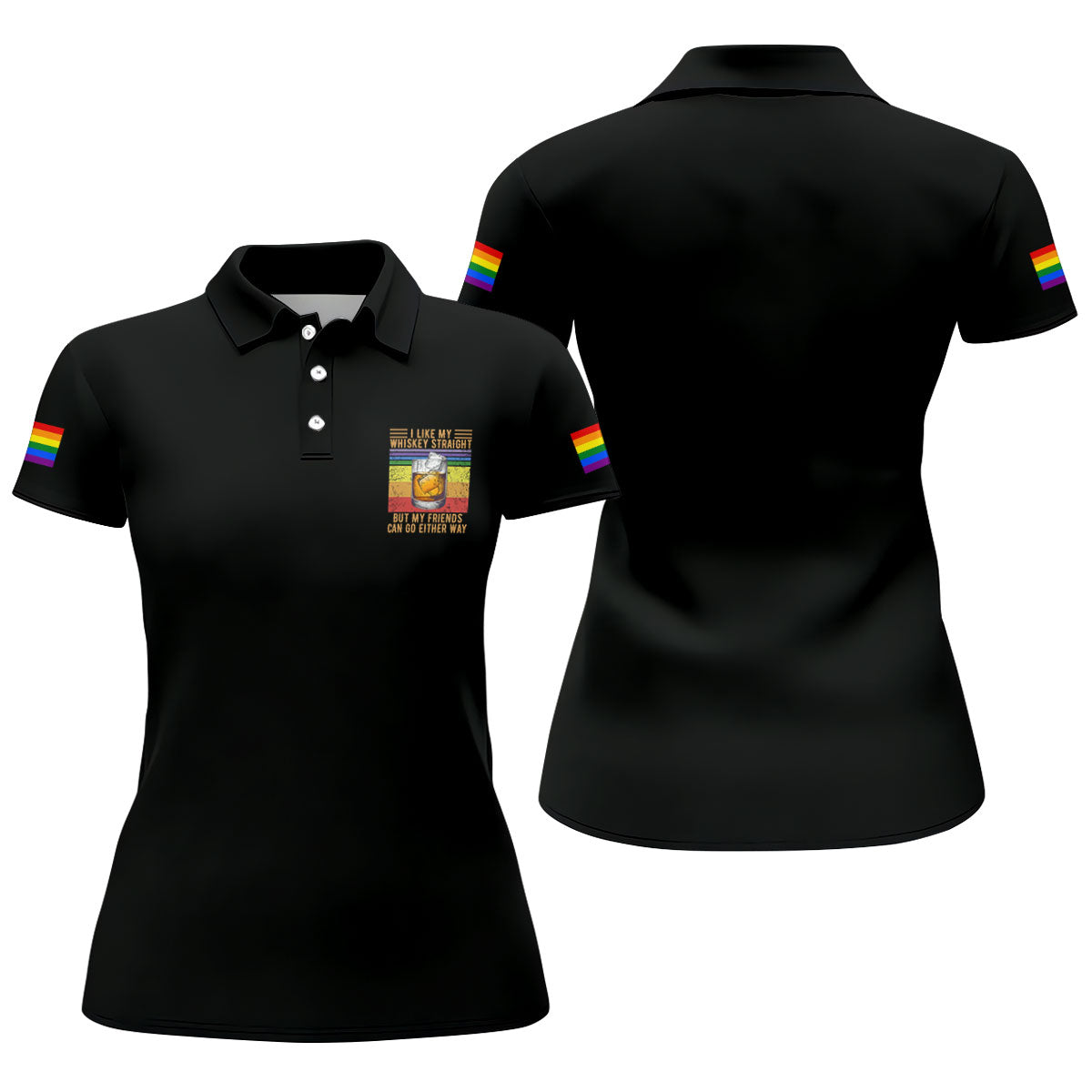 I Like My Whiskey Straight LGBT Pride Month Fun Women's Golf Shirts, LGBT Support Pride Shirt