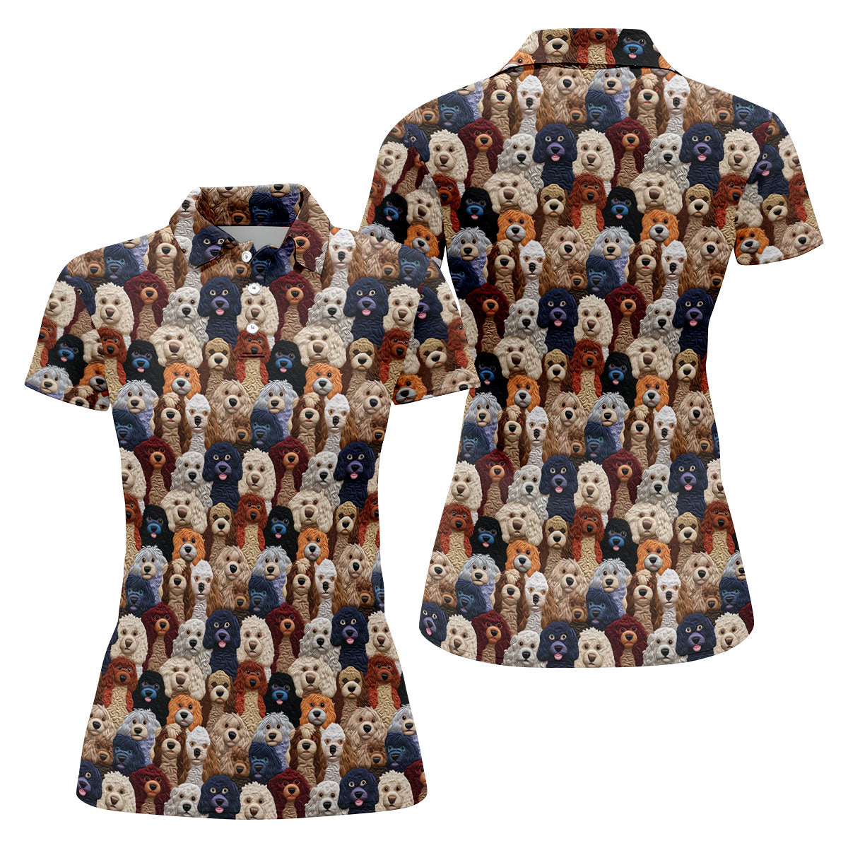Cartoon Poodle Dog Women's Golf Tops, Gifts For Dog Lovers, Ladies Golf Polos, Golf Gift For Ladies