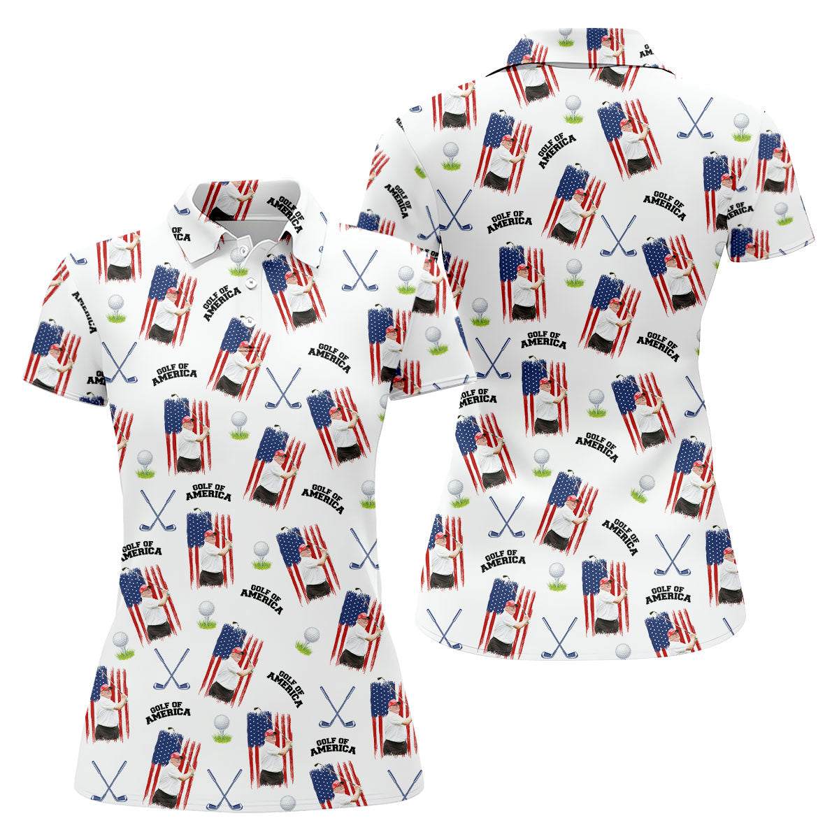 Golf Of America Patriotic Golf Shirt, Fun Women's Golf Shirts, 250 Years 4th Of July Ladies Golf Shirts